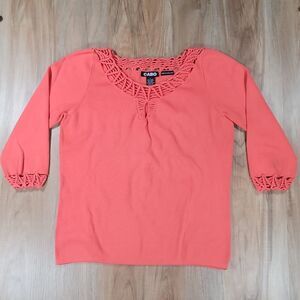 🔹️Dolce Cabo Coral Stretchy Cutout 3/4 Sleeve Sweater Large